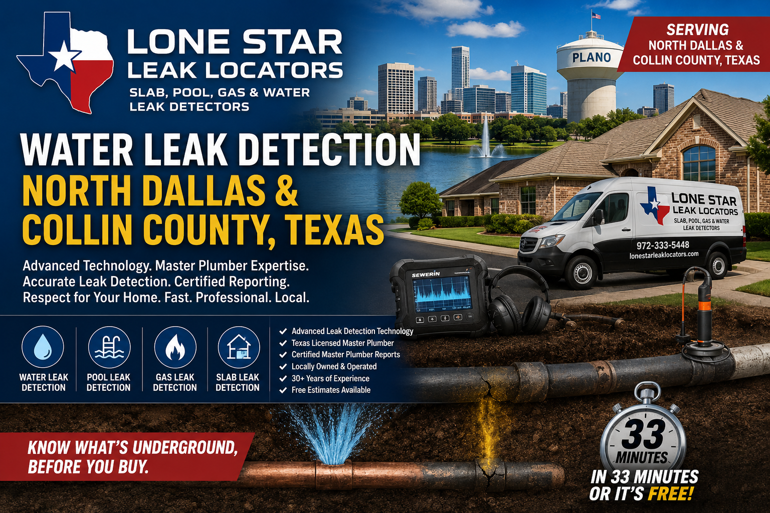 Water leak detection equipment illustration for investigating a wet water heater pan